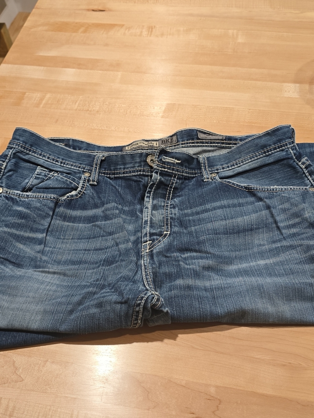 BKE Men's DEREK STRAIGHT 38L Washed Blue Jeans